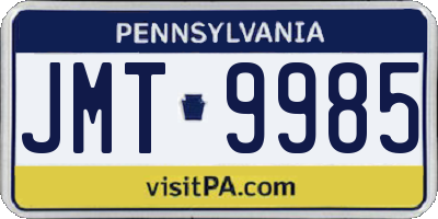 PA license plate JMT9985