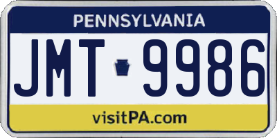 PA license plate JMT9986
