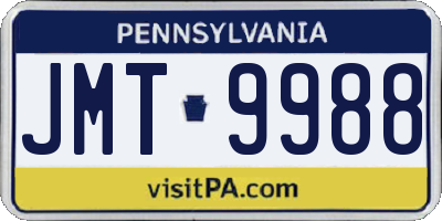 PA license plate JMT9988