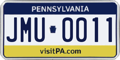 PA license plate JMU0011