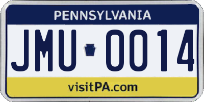 PA license plate JMU0014