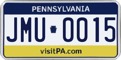 PA license plate JMU0015