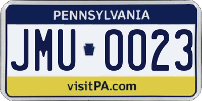 PA license plate JMU0023