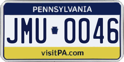 PA license plate JMU0046