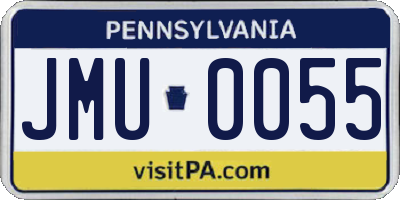 PA license plate JMU0055