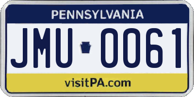 PA license plate JMU0061