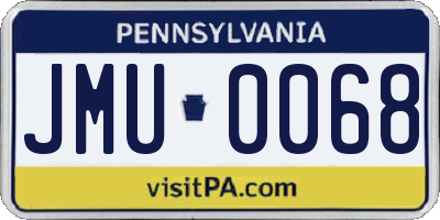 PA license plate JMU0068