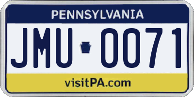 PA license plate JMU0071