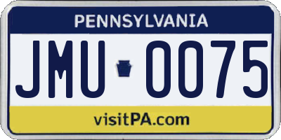 PA license plate JMU0075
