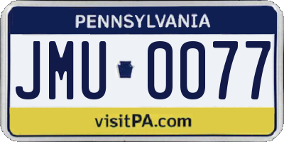 PA license plate JMU0077