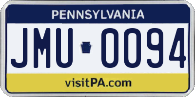 PA license plate JMU0094