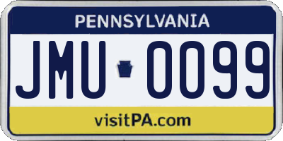 PA license plate JMU0099