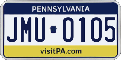 PA license plate JMU0105
