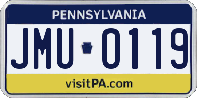 PA license plate JMU0119