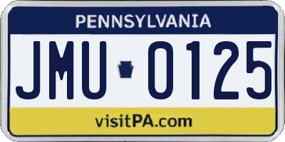 PA license plate JMU0125