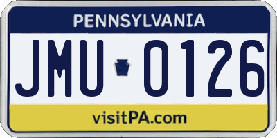 PA license plate JMU0126