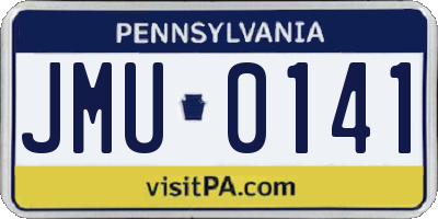 PA license plate JMU0141