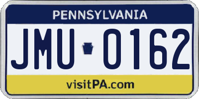 PA license plate JMU0162
