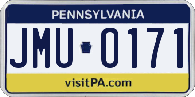 PA license plate JMU0171