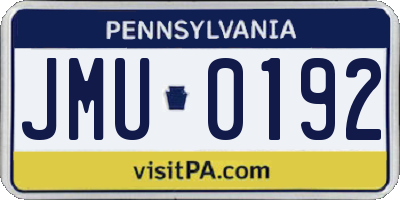 PA license plate JMU0192