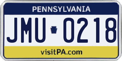 PA license plate JMU0218
