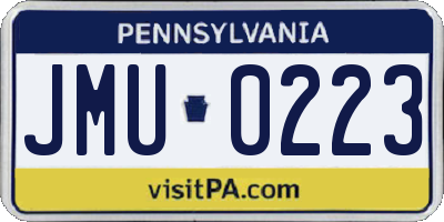PA license plate JMU0223