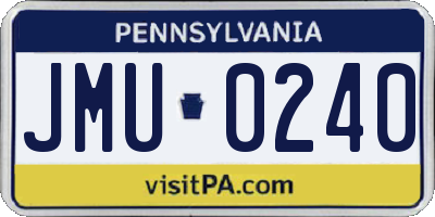 PA license plate JMU0240