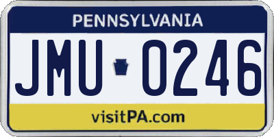 PA license plate JMU0246