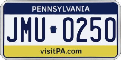 PA license plate JMU0250