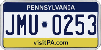 PA license plate JMU0253