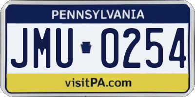 PA license plate JMU0254
