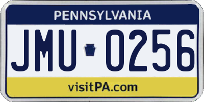 PA license plate JMU0256