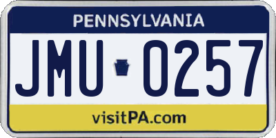 PA license plate JMU0257
