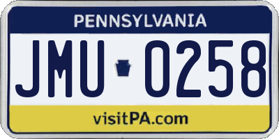 PA license plate JMU0258