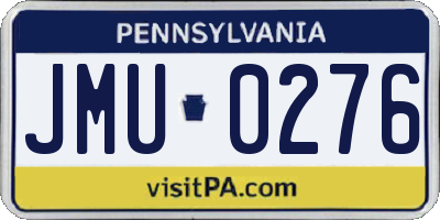 PA license plate JMU0276