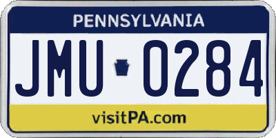 PA license plate JMU0284