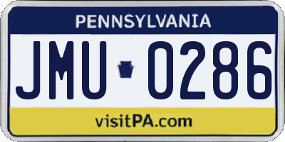 PA license plate JMU0286