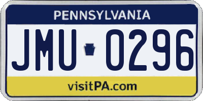 PA license plate JMU0296