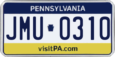 PA license plate JMU0310