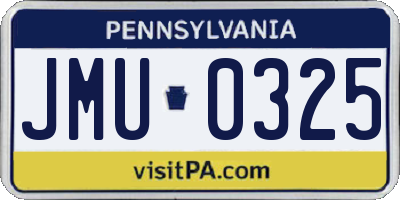 PA license plate JMU0325