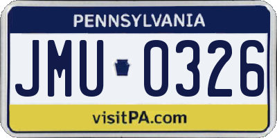 PA license plate JMU0326
