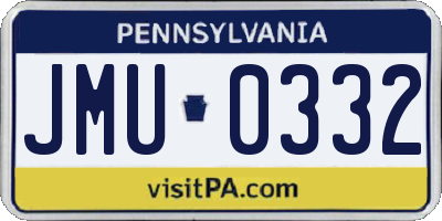 PA license plate JMU0332