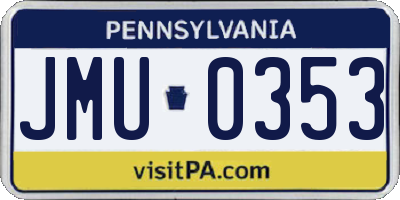 PA license plate JMU0353