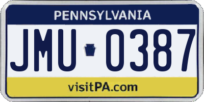 PA license plate JMU0387