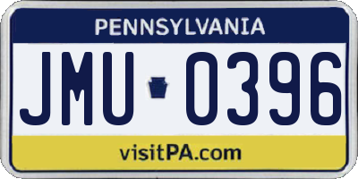 PA license plate JMU0396