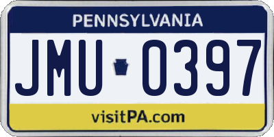 PA license plate JMU0397