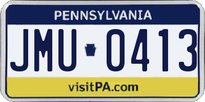 PA license plate JMU0413
