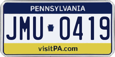 PA license plate JMU0419