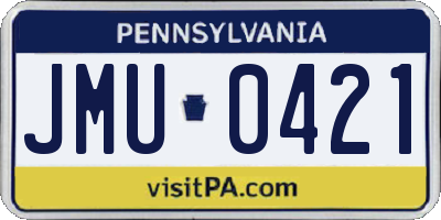 PA license plate JMU0421
