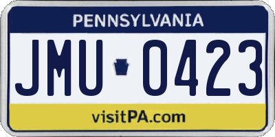 PA license plate JMU0423